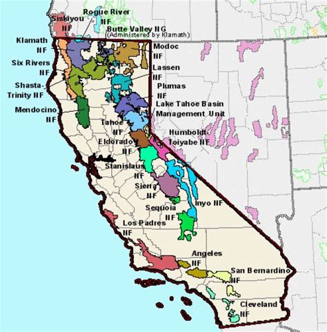 MAP of National Forests in California